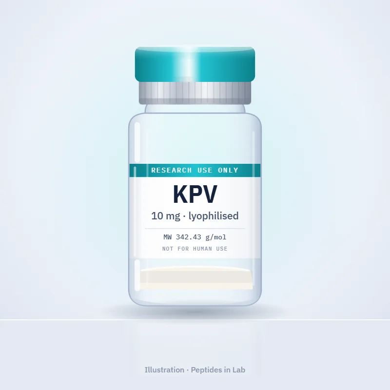 Illustration of a KPV research peptide vial