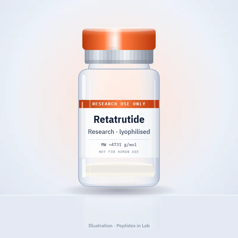 Illustration of a Retatrutide research peptide vial