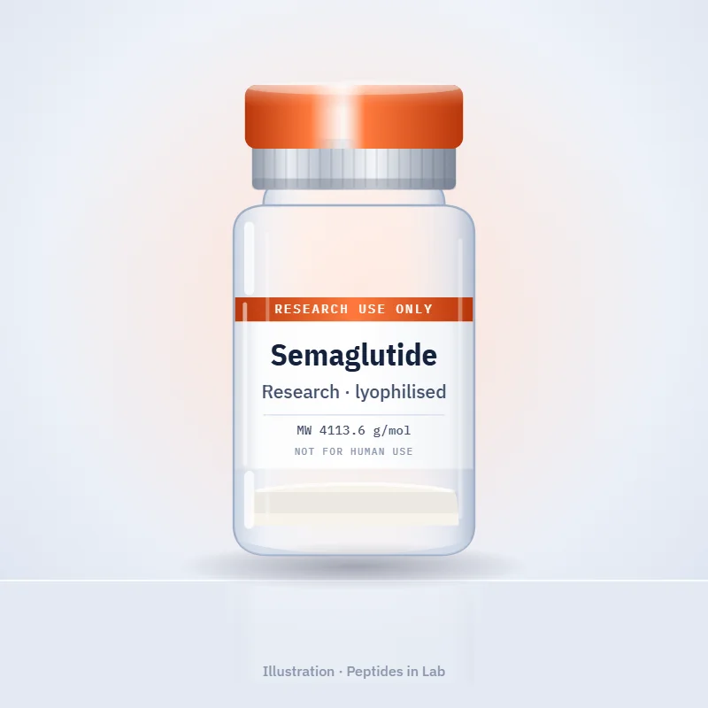 Illustration of a Semaglutide research peptide vial
